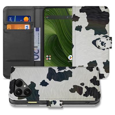 Speelse Koeienvlekken Ontwerp in Zwart Wit Fairphone 6 | Book Case & Portemonnee Hoesje | Portemonnee hoesje