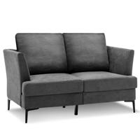 Moderne Bank voor 2 Personen Gestoffeerde Tweezitter 141 x 80 x 72 cm Grijs Moderne Bank voor 2 Personen Gestoffeerde Tweezitter 141 x 80 x 72 cm Grijs