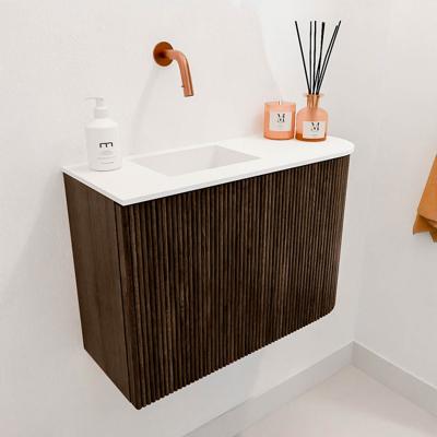 Toiletmeubel Mondiaz Joya | 61.6 cm | Meubelkleur Walnut | Faye wastafel Talc Links | Zonder kraangat(en) Toiletmeubel Mondiaz Joya | 61.6 cm | Meubelkleur Walnut | Faye wastafel Talc Links | Zonder kraangat(en)