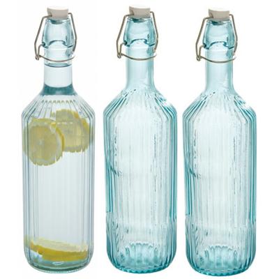 Secret de Gourmet Beugelfles / Weckfles - 3x - blauw glas - luchtdicht - 1 liter - waterfles