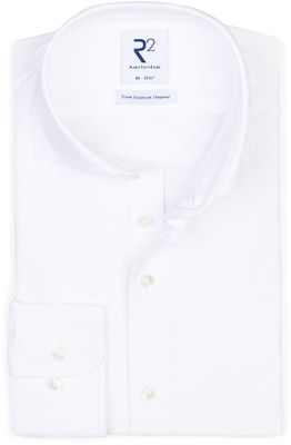 R2 Amsterdam Heren Overhemd Wit Jersey Widespread Modern Fit