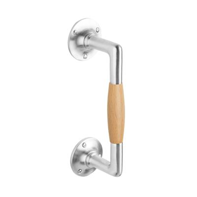 De Oude Deurklink Handgreep 195mm rond rozet mat nikkel/eikenhout