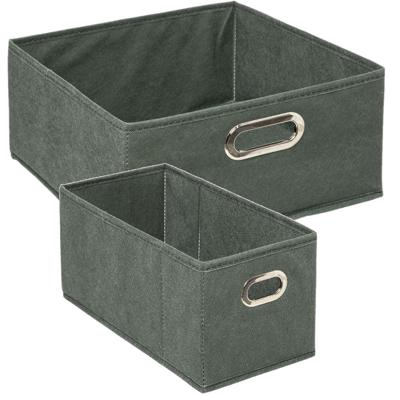 5Five opbergmanden - kastmanden - 2x stuks - 7 en 14 liter - groen - linnen