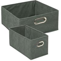 5Five opbergmanden - kastmanden - 2x stuks - 7 en 14 liter - groen - linnen
