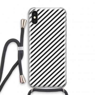 Strepen zwart-wit: iPhone X Transparant Hoesje met koord