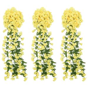 VidaXL Kerstslingers met bloemen 3 st 85 cm geel