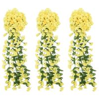 VidaXL Kerstslingers met bloemen 3 st 85 cm geel - thumbnail