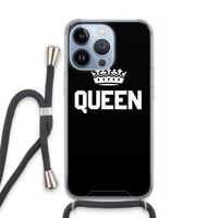 Queen zwart: iPhone 13 Pro Transparant Hoesje met koord