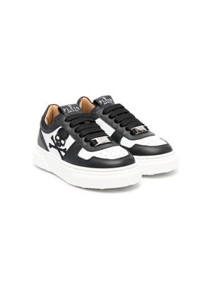 Philipp Plein Junior baskets à tête de mort brodée - Noir