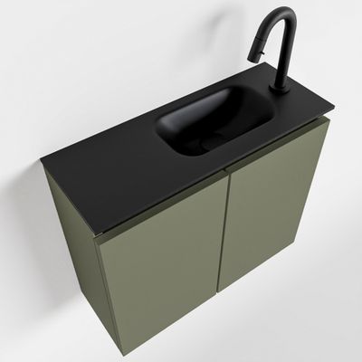 Toiletmeubel Mondiaz Ture | 60 cm | Meubelkleur Army | Eden wastafel Urban Rechts | 1 kraangat