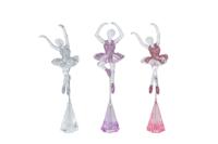 Sculptuur Ballerina zilver/lila/roze a6 acryl