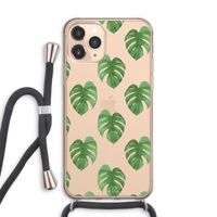 Monstera leaves: iPhone 11 Pro Max Transparant Hoesje met koord