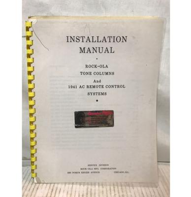 Rock-Ola Tone Columns and 1941 AC Remote Systems Installation Manual - Pre-Owned