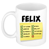 Naam mok Felix - wit - top gozer - keramiek - 300 ml - cadeau collega beker Naam mok Felix - wit - top gozer - keramiek - 300 ml - cadeau collega beker