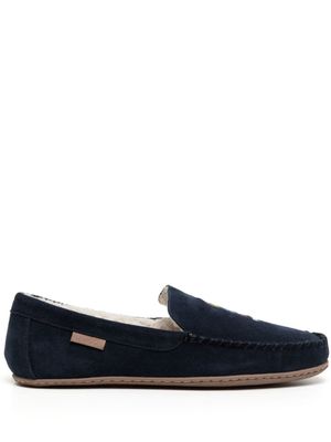Polo Ralph Lauren chaussons en daim à logo brodé - Bleu