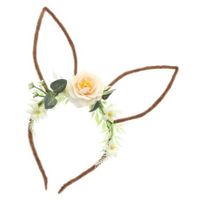 Verkleed diadeem paashaas/bunny oren - met bloemen - wit - one size