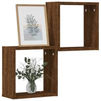 Wandrekken kubus 2 st 30x15x30 cm gerookt bruin eiken