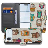 Vrolijke Uilen Portemonnee Hoesje Voor iPhone Air Met Drie Pasjesvakken En Bescherming Tegen Krassen En Stof