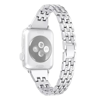 Kleurrijke diamant roestvrijstalen horlogeband voor Apple Watch serie & 40mm/3 & 2 & 1 38mm (zilver)