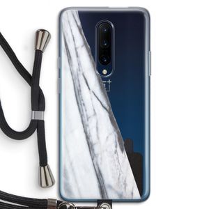 Gestreepte marmer: OnePlus 7 Pro Transparant Hoesje met koord