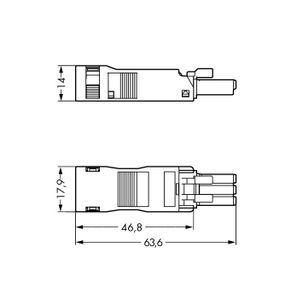 WAGO 890-103 Netstekker WINSTA MINI Bus, recht Totaal aantal polen: 3 16 A Zwart 50 stuk(s)