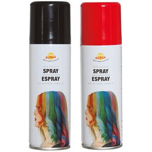 Carnaval verkleed haar verf/spray - zwart en rood - spuitbus - 125 ml