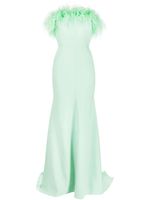 Jenny Packham robe Mabel bordée de plumes à coupe longue - Vert