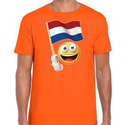 Emoticon Nederland - vlag t-shirt - oranje - heren - Sport - Koningsdag - Holland kleding
