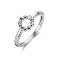 Ring Rondje zilver-zirconia meerkleurig 7,5 mm