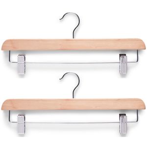 10x Luxe houten broekhangers/cliphangers kledinghangers 36 cm