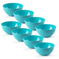 Kommetjes/schaaltjes - 8x stuks - dessert/ontbijt - kunststof - D17 x H8 cm - blauw