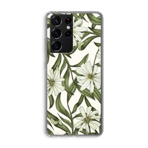 Wit bloemenpatroon: Samsung Galaxy S21 Ultra Transparant Hoesje