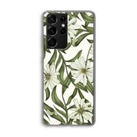 Wit bloemenpatroon: Samsung Galaxy S21 Ultra Transparant Hoesje