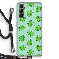 Groene blaadjes: Samsung Galaxy S21 Transparant Hoesje met koord