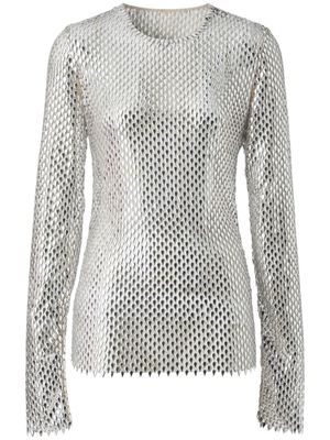 Burberry haut en mesh à paillettes métallisées - Argent