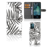 Nokia G11 | G21 Hoesje Leaves Grey | Portemonnee hoesje