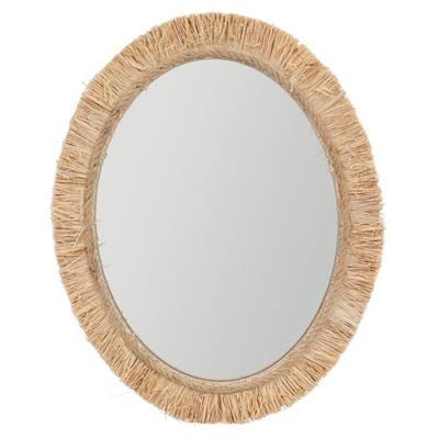 Wandspiegel bohemian Raffia - bruin - ovaal - boho/ibiza stijl - 40 x 50 cm
