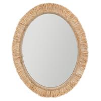 Wandspiegel bohemian Raffia - bruin - ovaal - boho/ibiza stijl - 40 x 50 cm