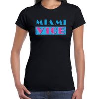 Disco verkleed t-shirt dames - jaren 80 feest outfit - miami vice - zwart - thumbnail