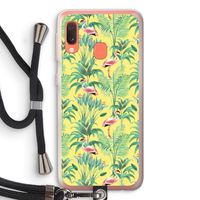 Flamingo party: Samsung Galaxy A20e Transparant Hoesje met koord