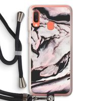 Roze stroom: Samsung Galaxy A20e Transparant Hoesje met koord