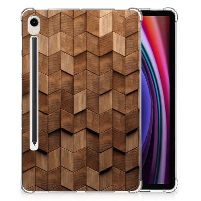 Silicone Tablet Hoes voor Samsung Galaxy Tab S9 Wooden Cubes Silicone Tablet Hoes voor Samsung Galaxy Tab S9 Wooden Cubes
