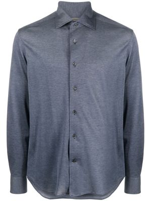 Corneliani chemise en coton à col biaisé - Bleu