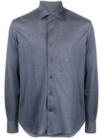 Corneliani chemise en coton à col biaisé - Bleu - thumbnail