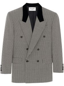 Saint Laurent blazer en laine à motif pied-de-poule - Noir