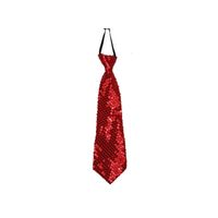 Rode pailletten stropdas 32 cm - Verkleedstropdassen