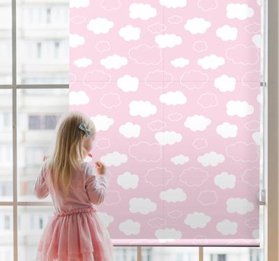 Wolken rolgordijnen Roze en witte effen kleur