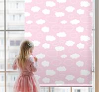 Wolken rolgordijnen Roze en witte effen kleur