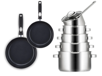 Sola Pannenset Pearl Deluxe - Kookpan ø 16, 18, 20, 24 cm, BEKA Koekenpan 24, 28 cm & Steelpan ø 16 cm - Inductie & Downdraft geschikt - 7 Delig