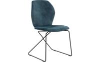Goossens Excellent Eetkamerstoel Manzini blauw velvet stof leuning, modern design